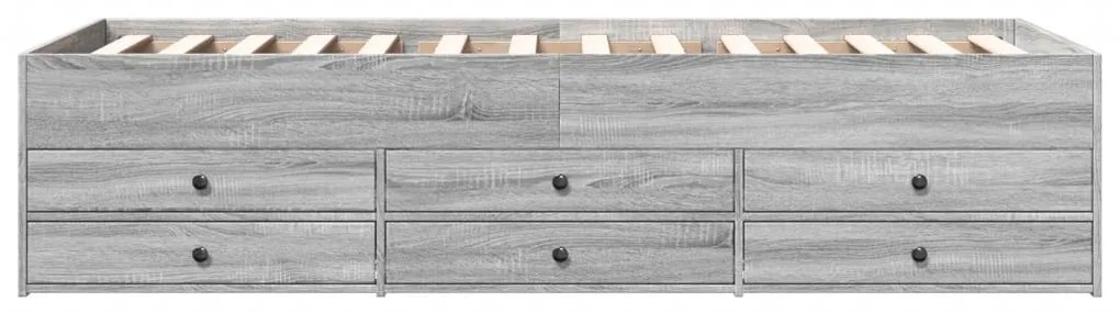 Sofá-cama com gavetas sem colchão 90x200 cm cinzento sonoma