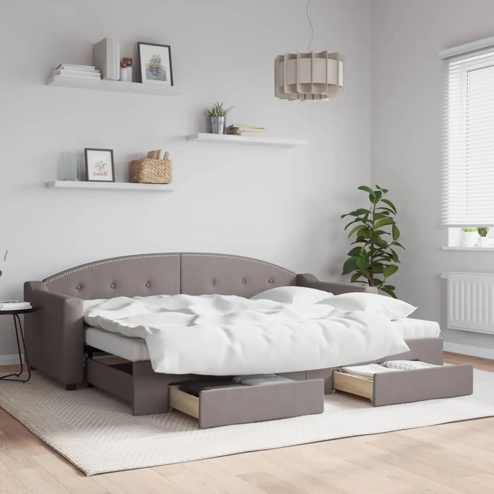 vidaXL Sofá-cama c/ gavetão/gavetas 80x200 cm tecido cinza-acastanhado