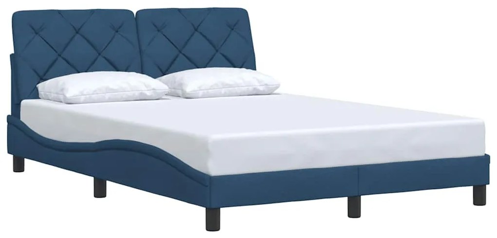 Estrutura de cama sem colchão 140x200 cm tecido azul