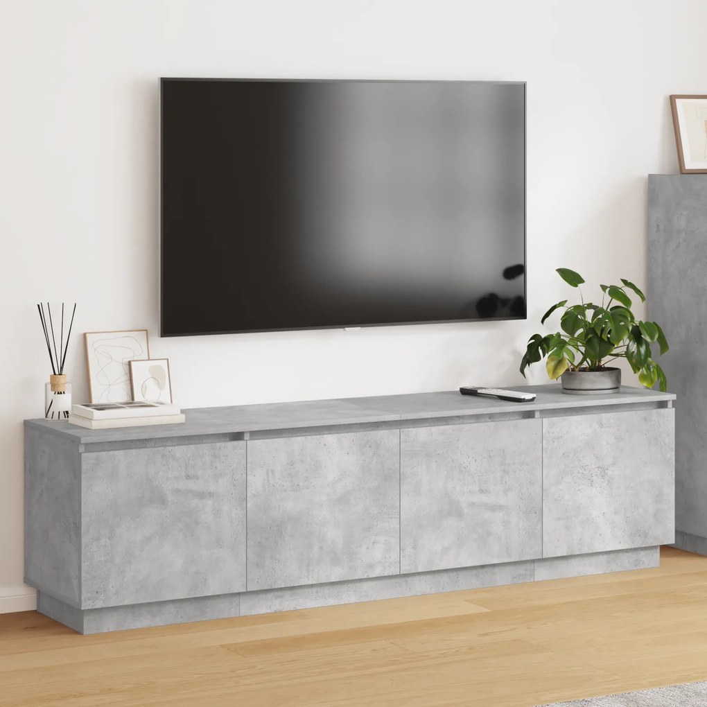 vidaXL Gabinete de TV com LED Cinza Concreto 180x38x49 cm Madeira de Engenharia
