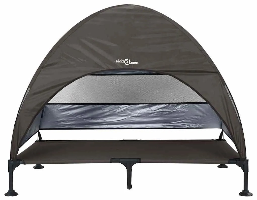 Cama Elevada para Cães com Toldo Removível Marrom XL Aço