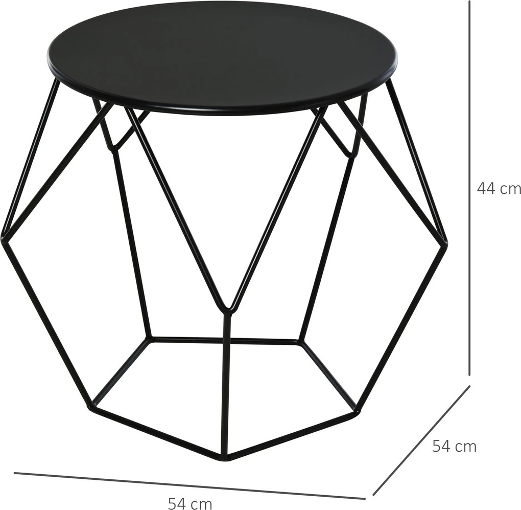 Mesa de Centro de Metal Estilo Moderna Mesa de Apoio Redonda para Sala