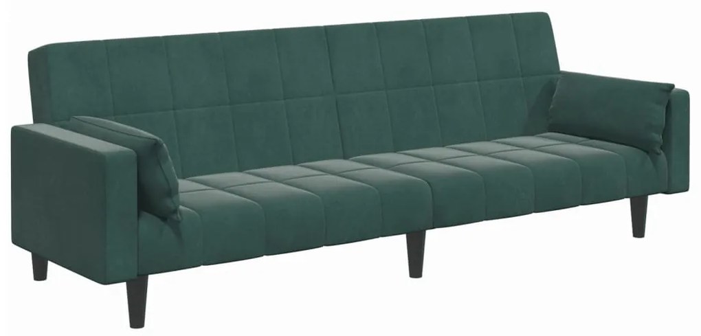Sofá-cama 2 lugares c/ apoio de pés veludo verde-escuro