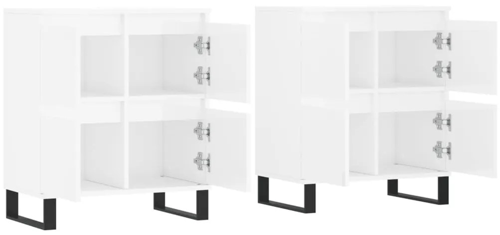 Aparadores 2 pcs derivados de madeira branco brilhante