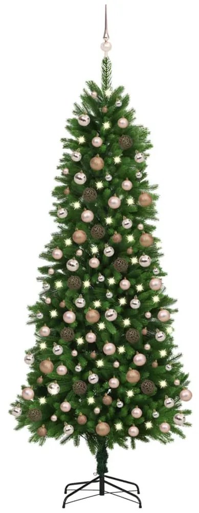 vidaXL Árvore Natal artificial pré-iluminada c/ bolas 240 cm verde