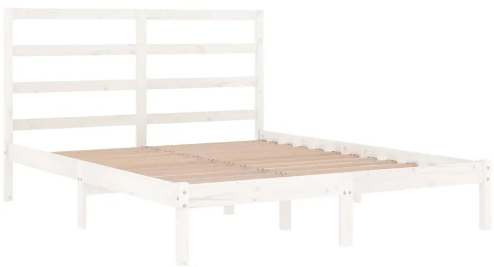 Cama sem colchão 140x190 cm madeira de pinho maciça branco