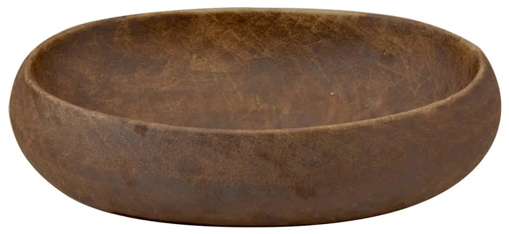 Lavatório de bancada oval 59x40x15 cm cerâmica castanho