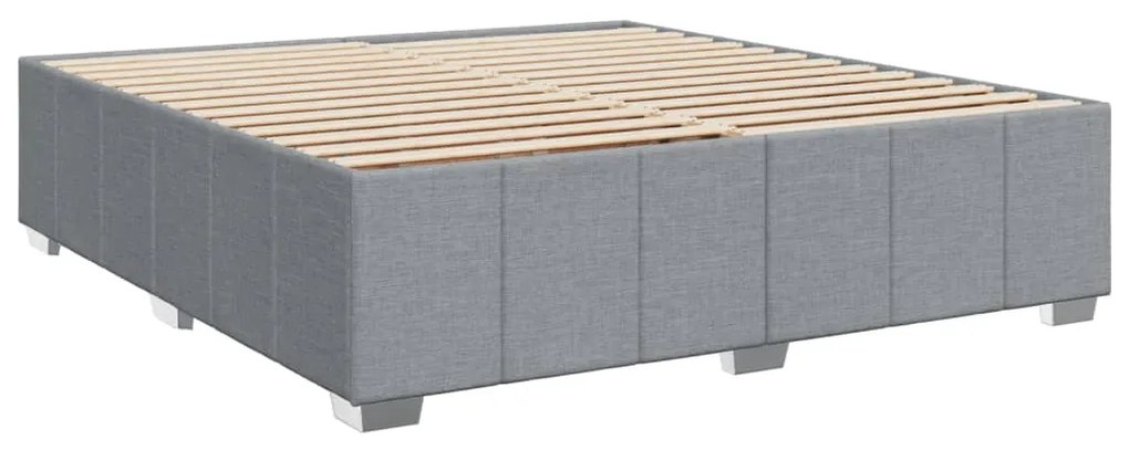Cama com molas/colchão 200x200 cm tecido cinza-claro