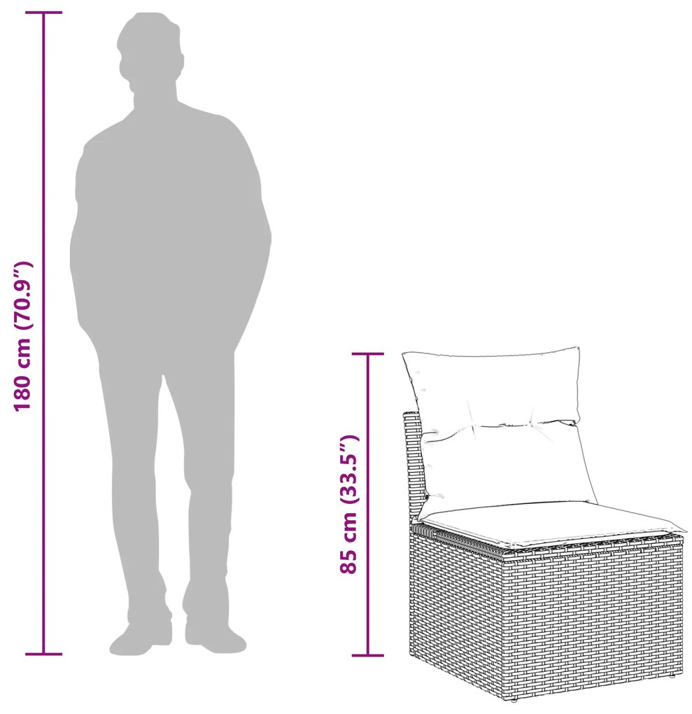 Conjunto de Sofá de Jardim 6 Peças com Almofadas Cinza Rattan PE