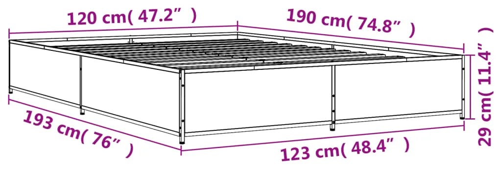 Estrutura de cama 120x190 cm derivados de madeira/metal preto