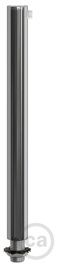 Chrome metal round 15 cm strain relief clamp provided with threaded tube nut and washer