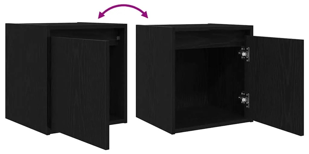 Mesa de cabeceira de parede 38x34x40 cm preto