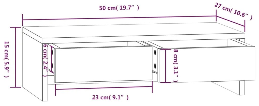 Suporte para monitor 50x27x15 cm pinho maciço branco