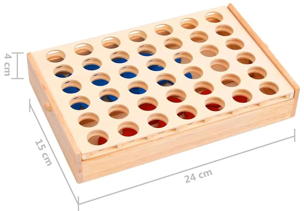 Jogo 4 em linha 24x15x4 cm madeira maciça