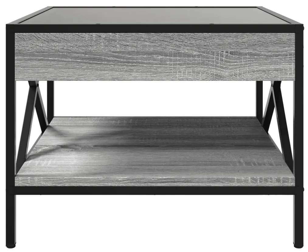 Mesa de centro luzes LED Infinity 50x50x38 cm cinzento sonoma