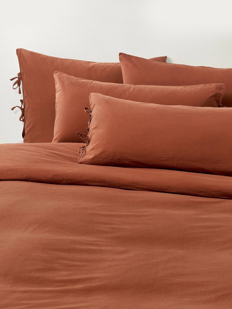 Capa de edredão em percal de algodão lavado Leonie