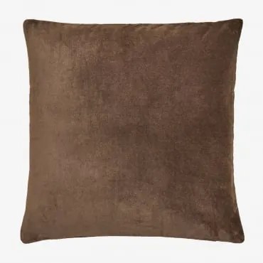 Almofada Quadrada 40x40 Cm Em Veludo De Algodão Enid Castanho Café - Sklum