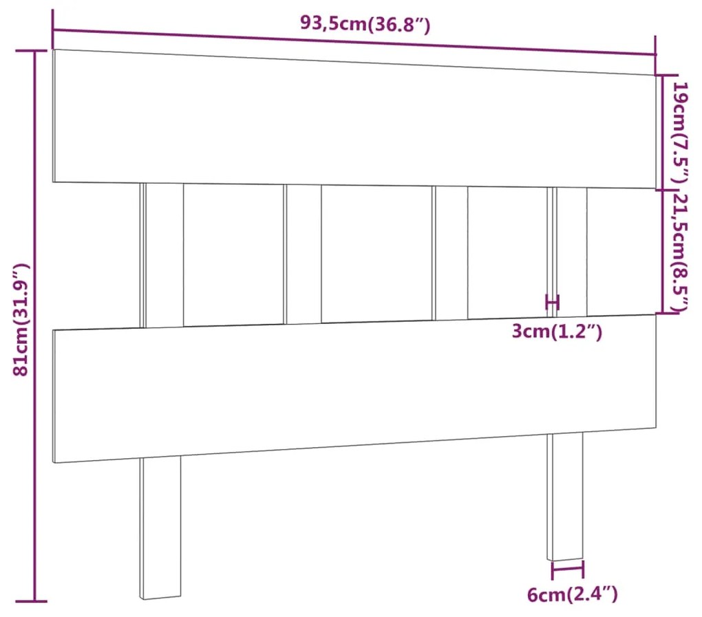 Cabeceira de cama 93,5x3x81 cm pinho maciço castanho mel