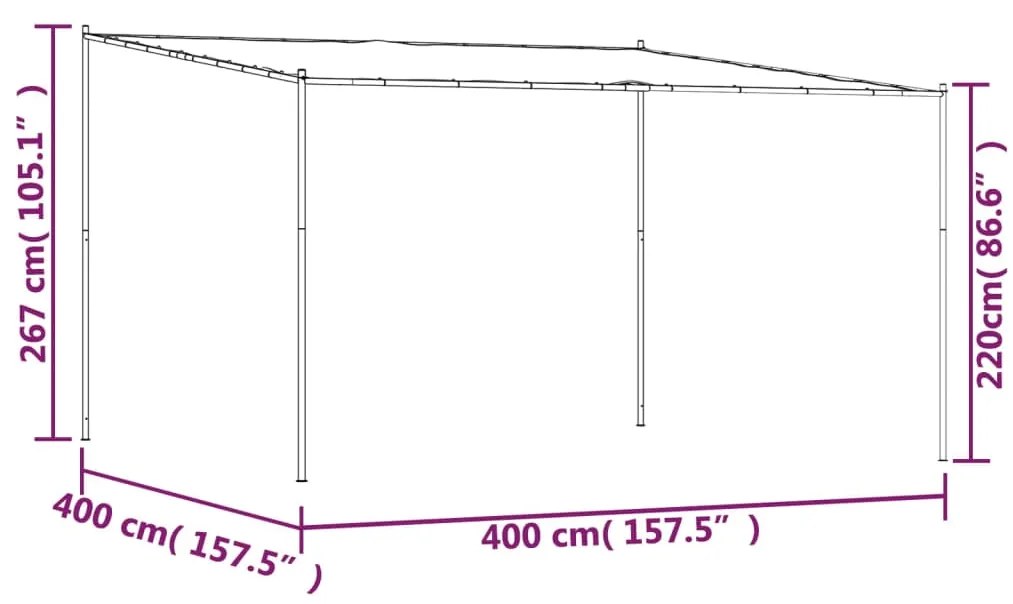 Gazebo 4x4 m 180 g/m² tecido e aço antracite