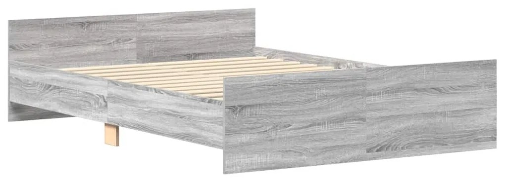 Estrutura cama c/ cabeceira e apoio pés 140x200 cm cinza sonoma
