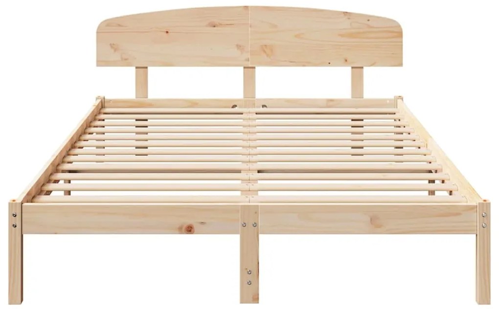 Estrado de Cama com Cabeceira 160x200 cm Madeira Sólida Pinho