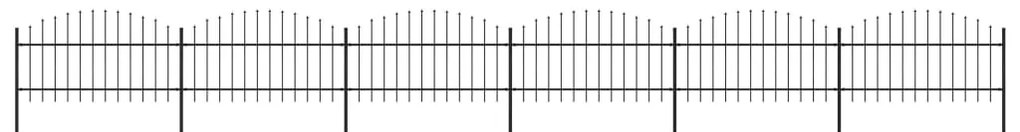 Cerca de jardim com topo em lanças (1-1,25)x10,2 m aço preto