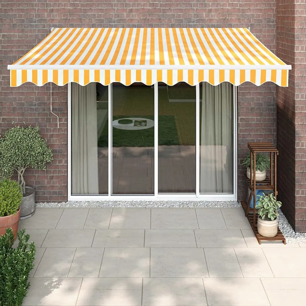 Toldo retrátil automático 3x2,5 m amarelo e branco