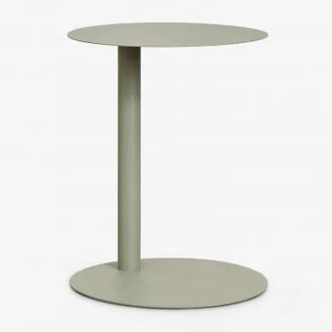 Mesa Auxiliar Redonda Ø40 Cm Em Aço Yannik Verde Cáqui - Sklum