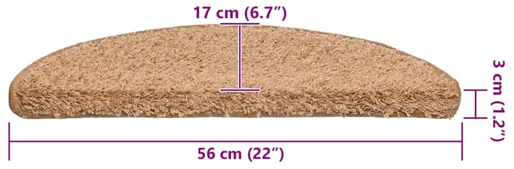 Tapetes de escada 30 pcs 56x17x3 cm bege