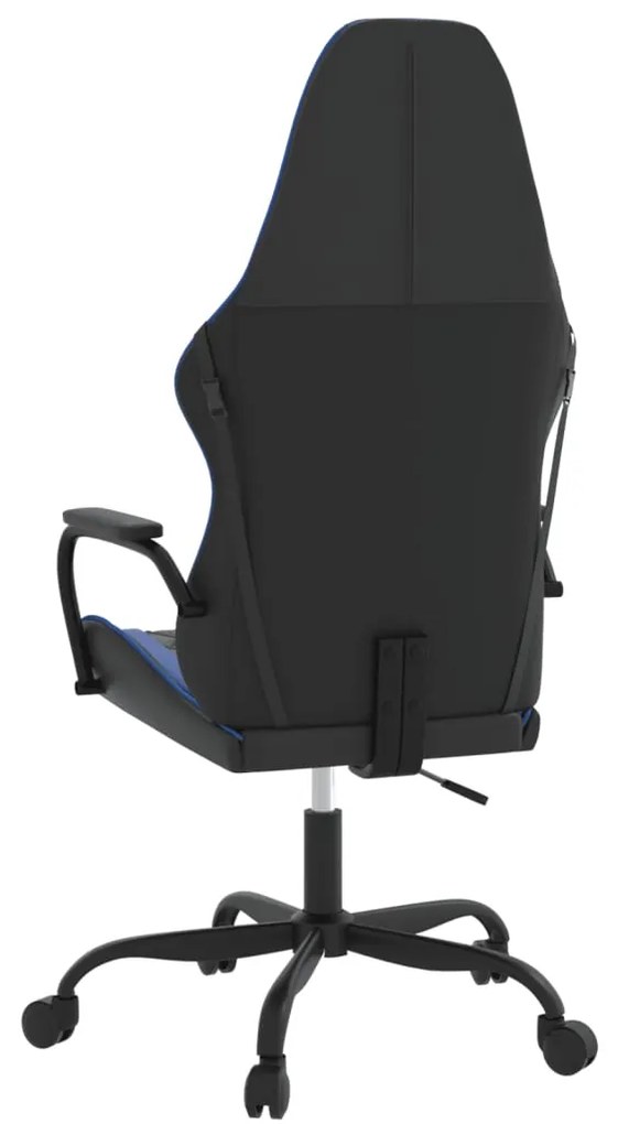 Cadeira gaming de massagens couro artificial preto e azul