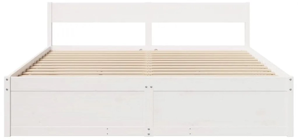 Cama sem colchão 200x200 cm madeira de pinho maciça branco