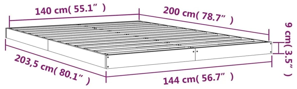 Estrutura de cama 140x200 cm madeira de pinho maciça branco