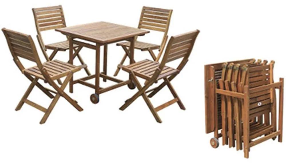 Conjunto de mesa com 4 cadeiras DKD Home Decor Madeira (5 pcs)