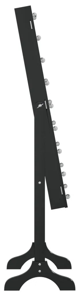 Espelho de pé com luzes LED 34x37x146 cm preto