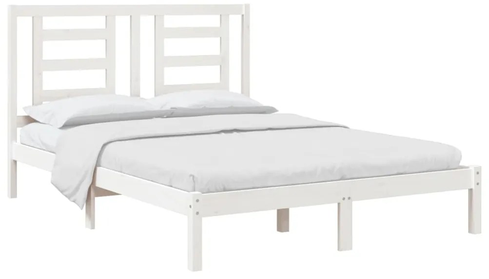 Cama sem colchão 140x190 cm madeira de pinho maciça branco