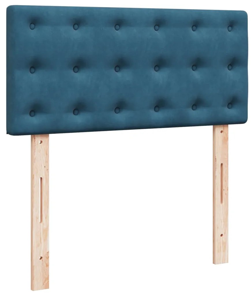 Cama com molas/colchão 80x200 cm veludo azul-escuro