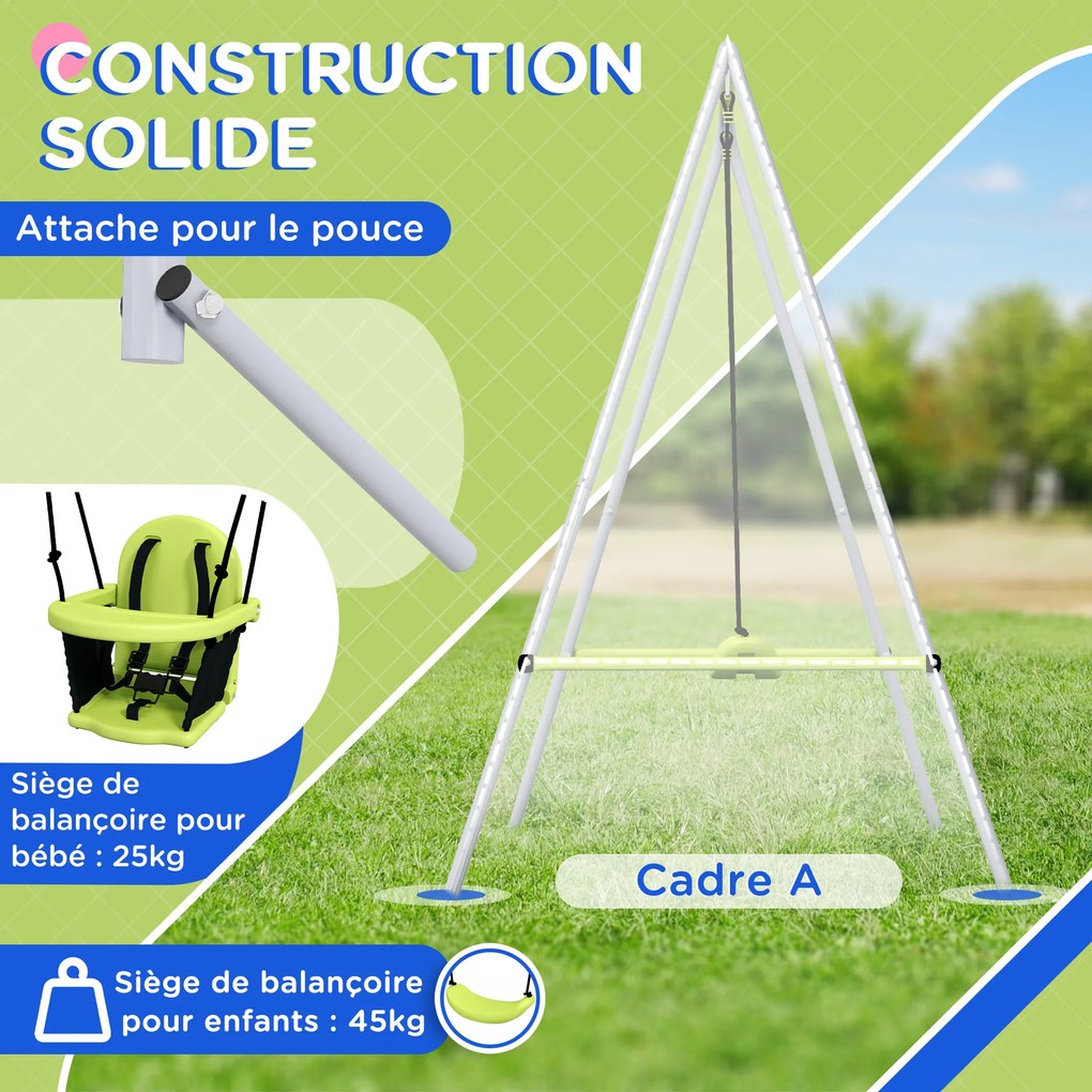 Baloiço de arco 2 em 1 para bebés com cinto de segurança de 5 pontos, para uso interior e exterior, verde