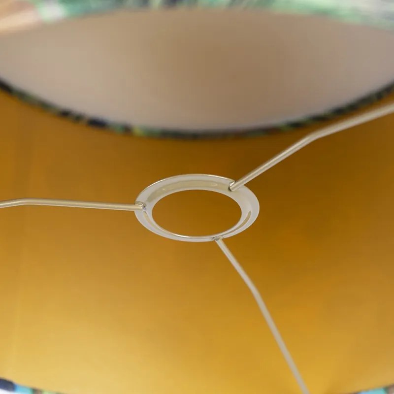 Abajur de veludo com design de pavão 40/40/30 com interior dourado