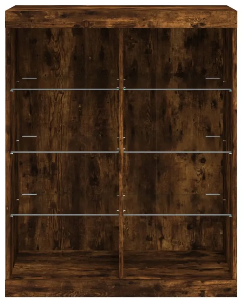 Aparador com luzes LED 81x37x100 cm carvalho fumado