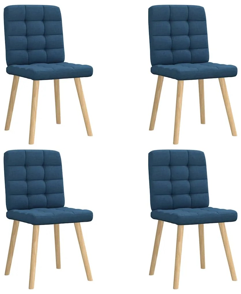 Cadeiras de jantar 4 pcs tecido azul