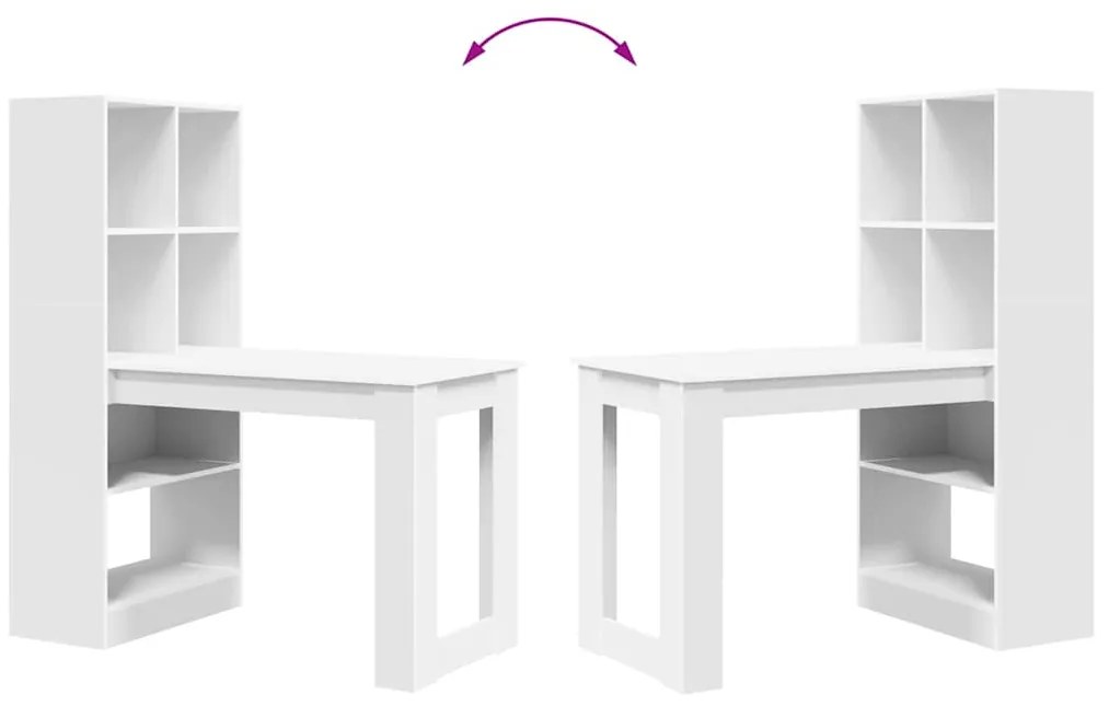 Mesa com prateleira com armazenamento Branco 122 x 67 x 145 cm