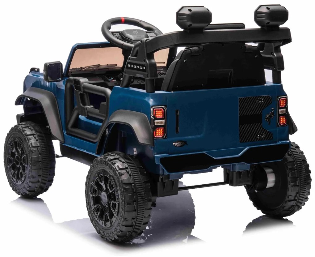 Carro elétrico para crianças 12V Ford Bronco com tração traseira, licenciado (1 Lugar) bateria de lítio, leitor de MP3 com entrada USB, luzes LED Azul