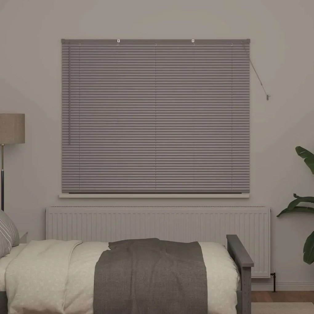 Persiana de Janela com cortinas Manual Prata 80 x 130 cm Alumínio