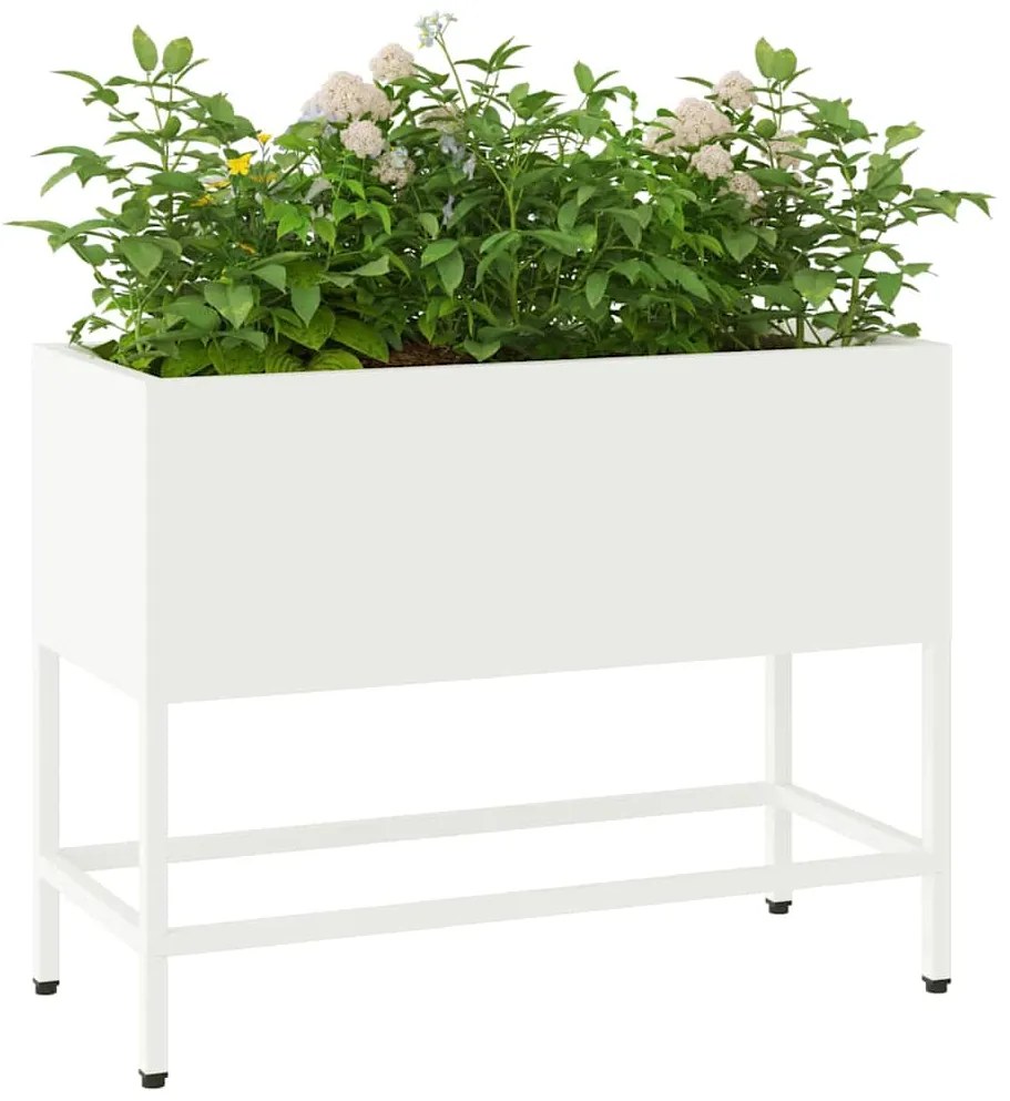 Jardineira Elevada vidaXL 60x26x45 cm Aço Branco