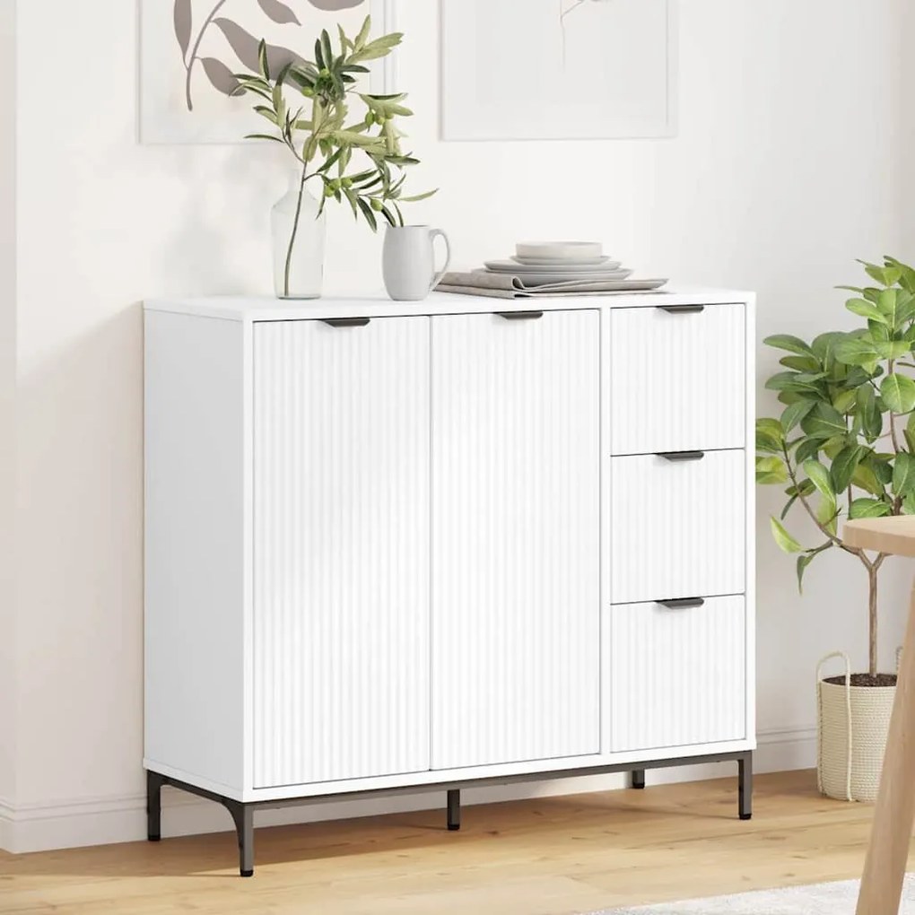 vidaXL Buffet com gaveta Branco 89,5 x 33 x 82 cm Madeira processada