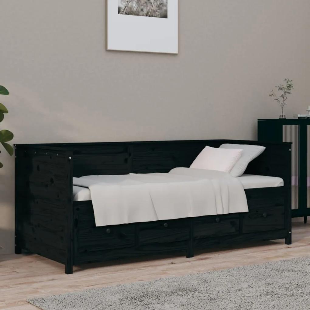 820900 vidaXL Sofá-cama 100x200 cm madeira de pinho maciça preto