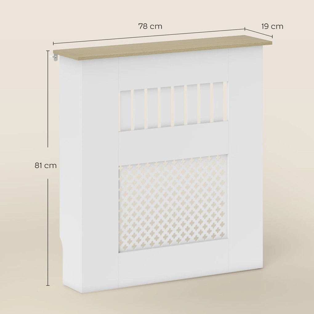 Cobertura para Radiadores Proteção Radiador de MDF 78x19x81 cm Desenho Moderno de Ripas Branco