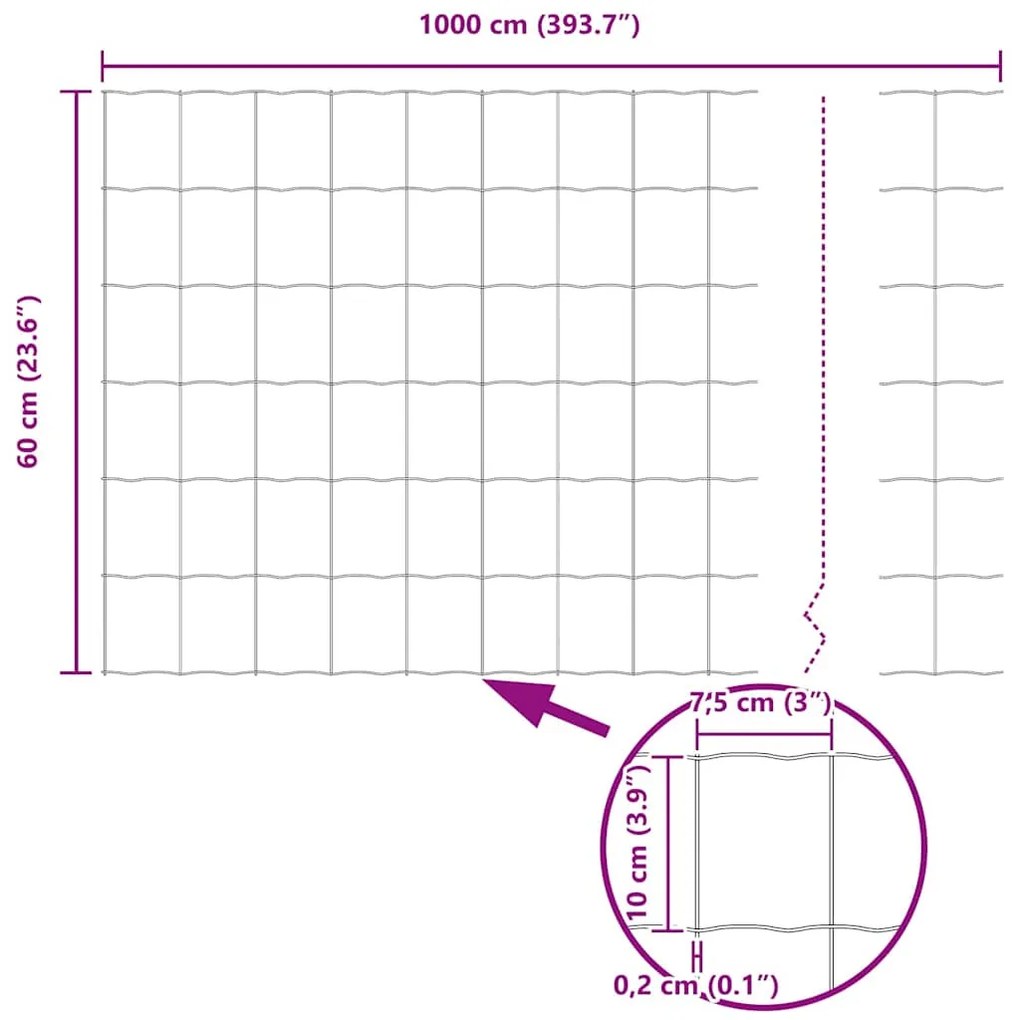 Cerca Euro Cinza 0.6x10 m Aço