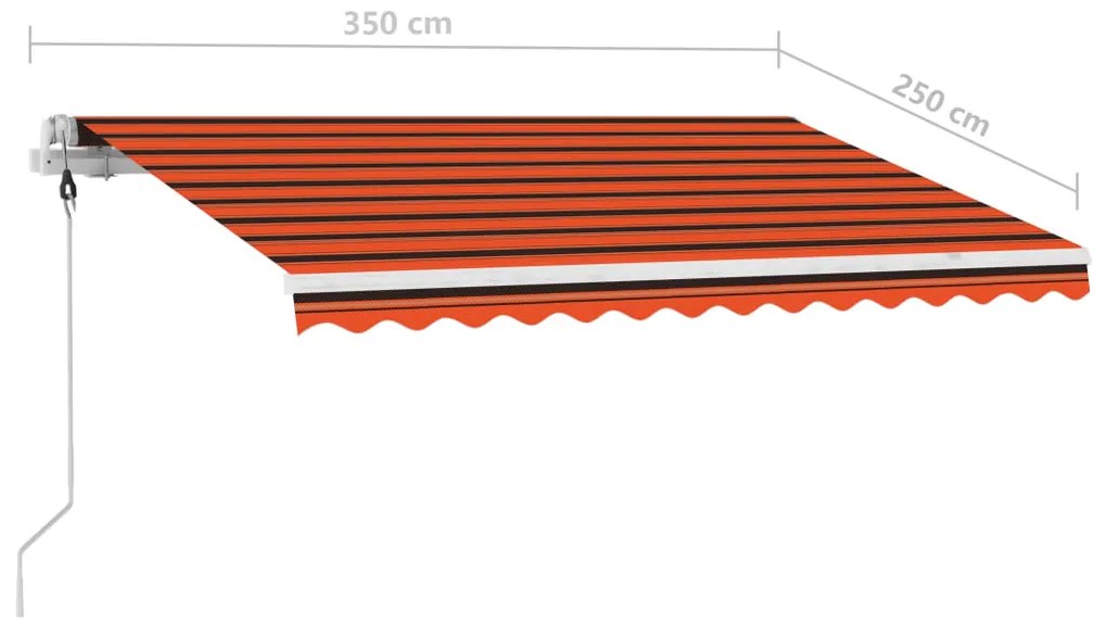 Toldo retrátil manual independente 350x250cm laranja e castanho