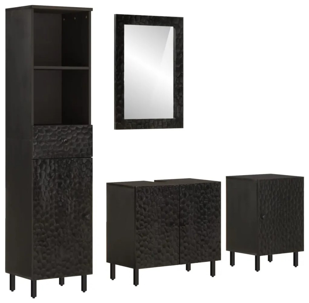 vidaXL 4 pcs conj. móveis de casa de banho madeira de mangueira maciça